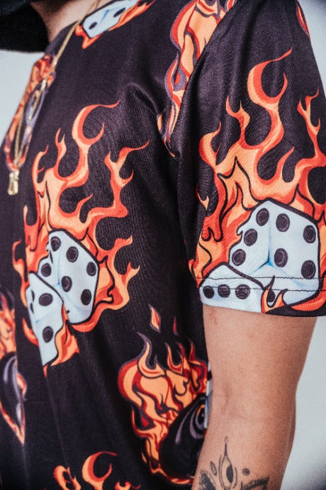 Flames All-Over Print T-Shirt