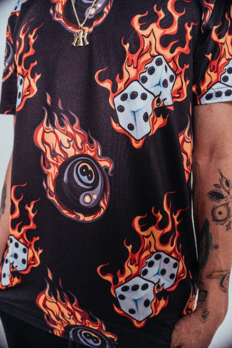 Flames All-Over Print T-Shirt