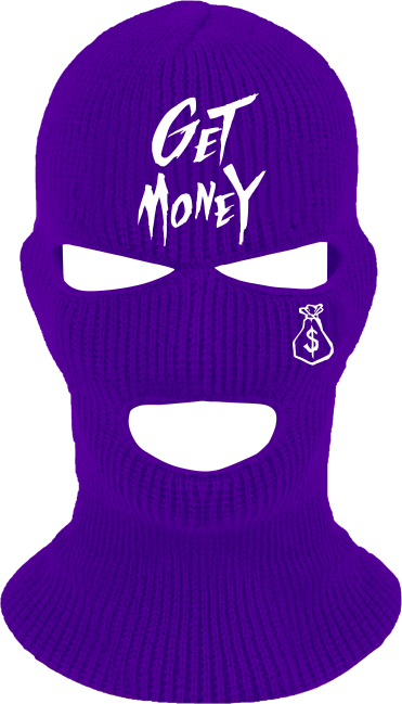 Money Text Ski Mask - Purple – pointblankclothing