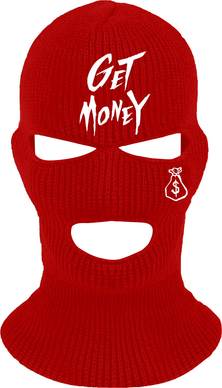 Money Text Ski Mask - Red – pointblankclothing