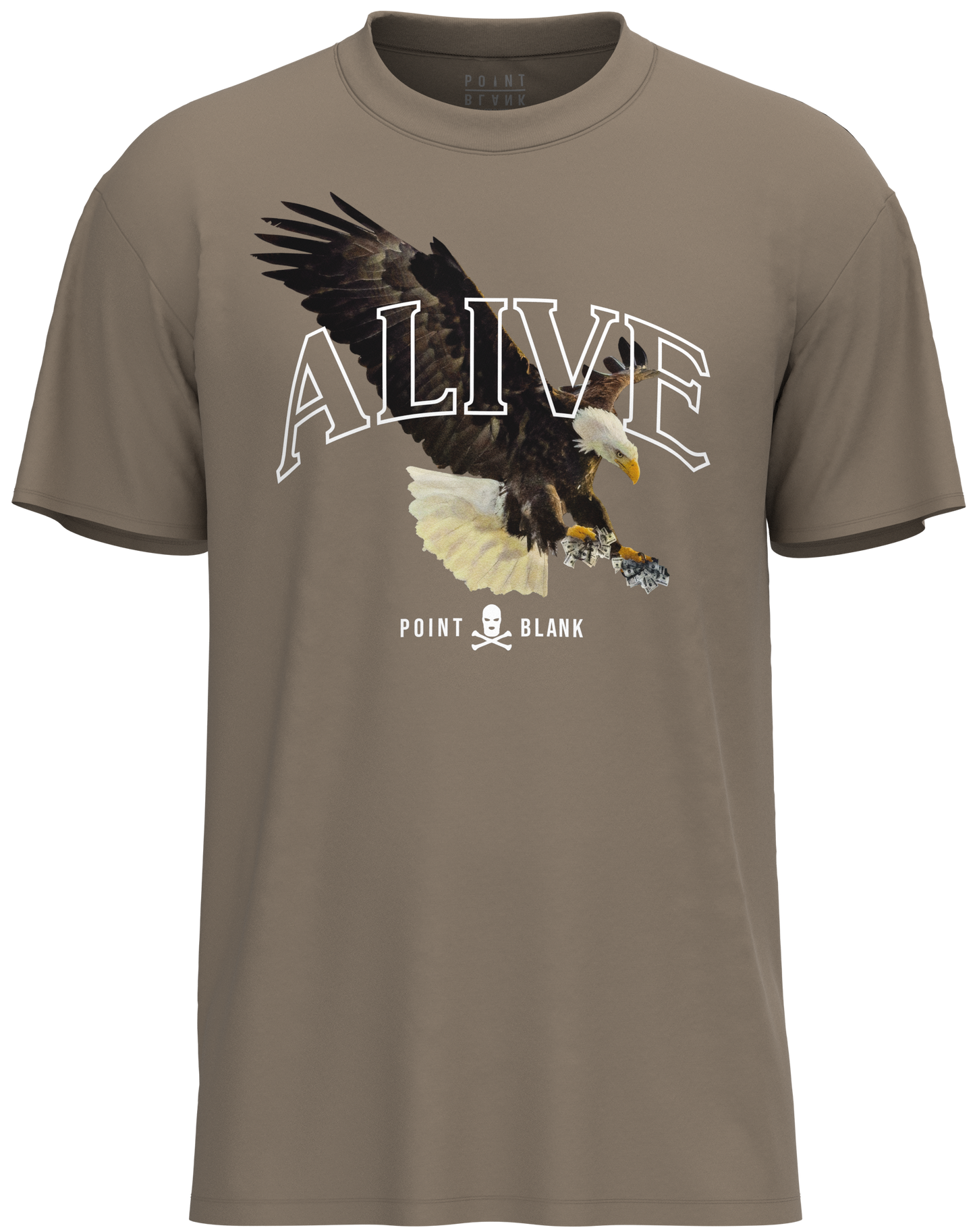 Point Blank Clothing Alive T-Shirt, Dust, Front Side