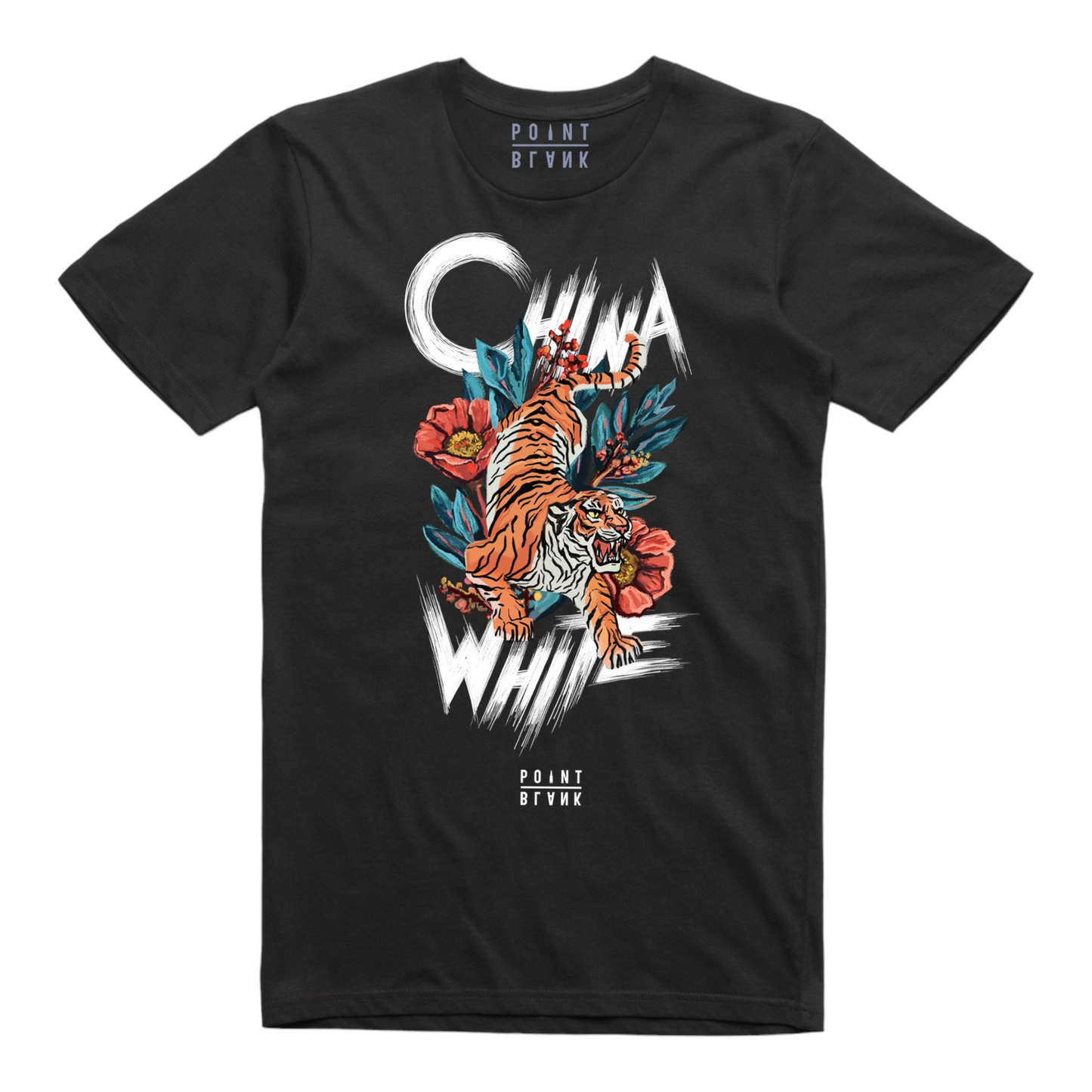 China White T-Shirt - Black