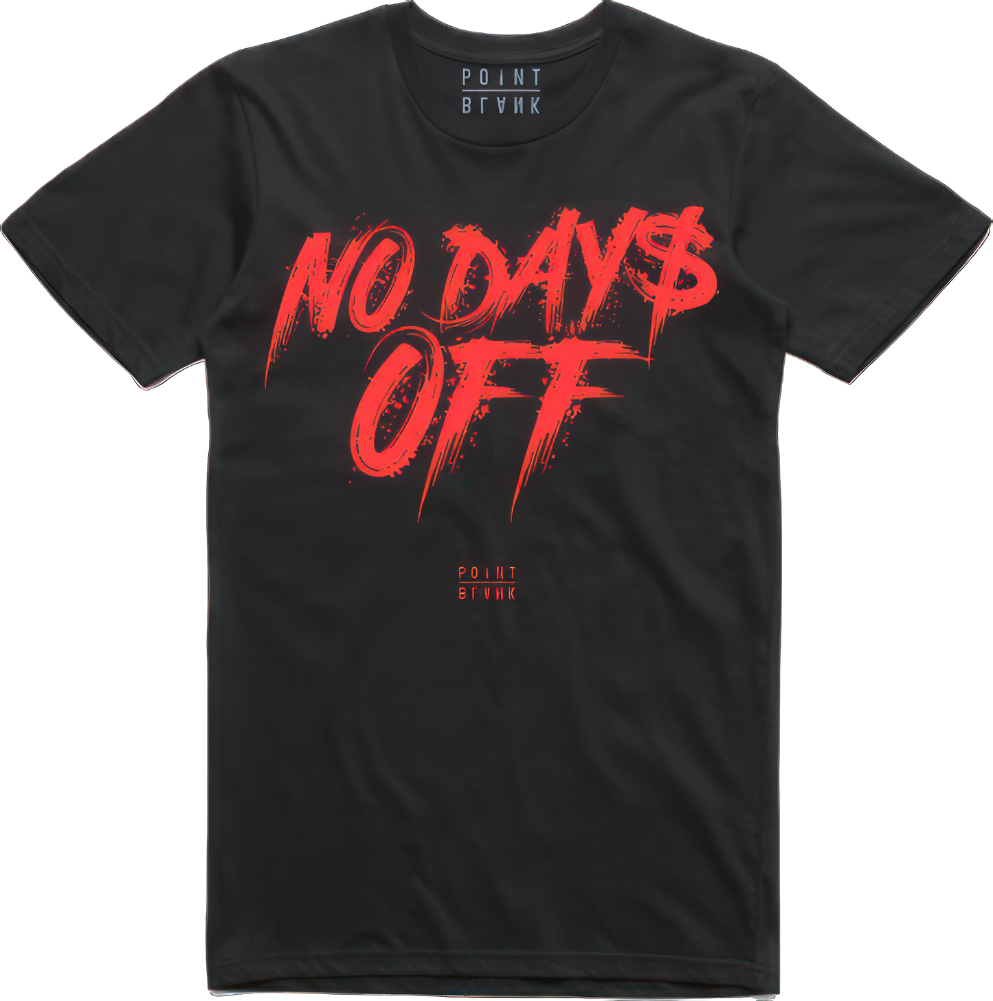 No Days Off - T-Shirt - Black  / Crimson Orange