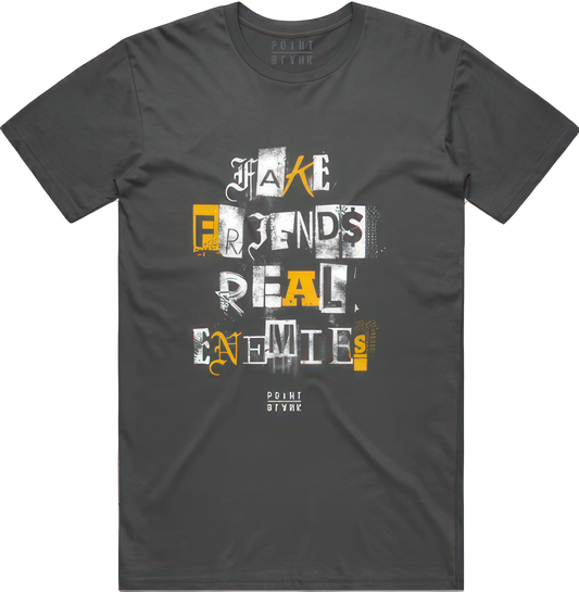 Ransom Fake Friend, Real Enemies T-Shirt - Charcoal