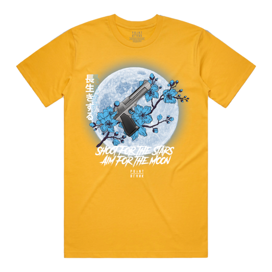 Point Blank Aim For The Moon Shirt, Gold/White, Front Side
