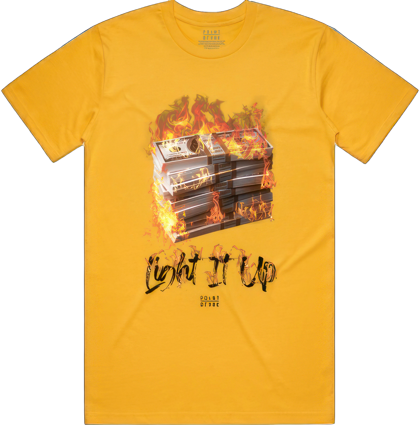 Money On Fire T-Shirt - Gold