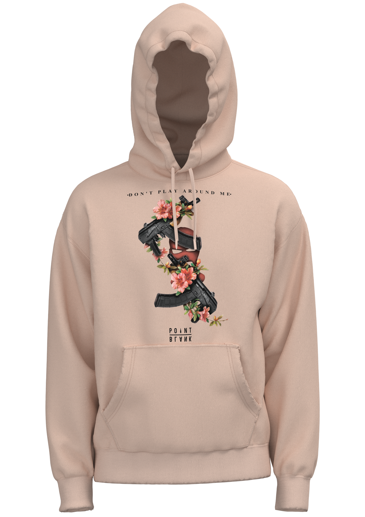 Guns And Flowers Hoodie - Pale Pink