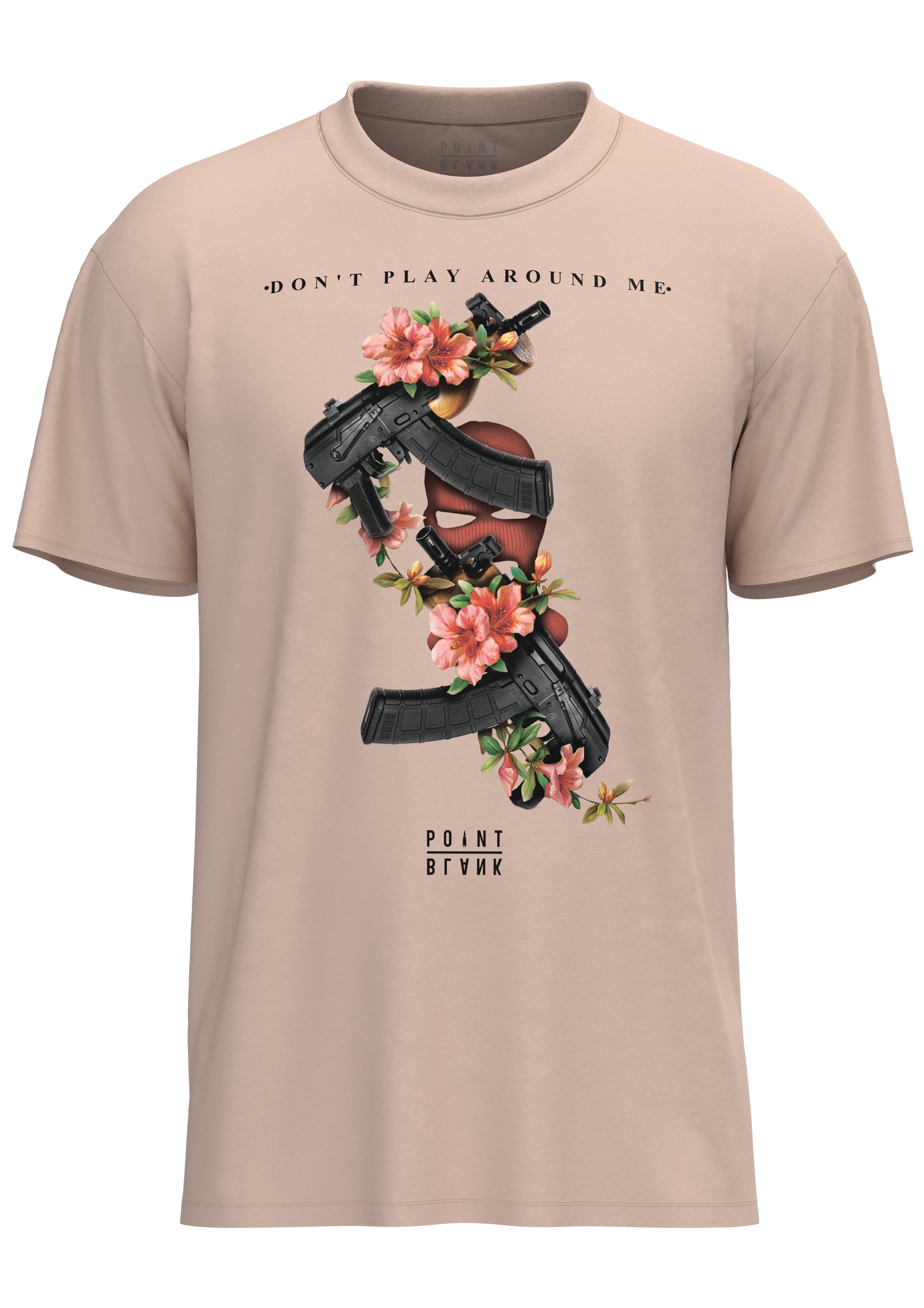 Guns and Flowers T-Shirt - Pale Pink