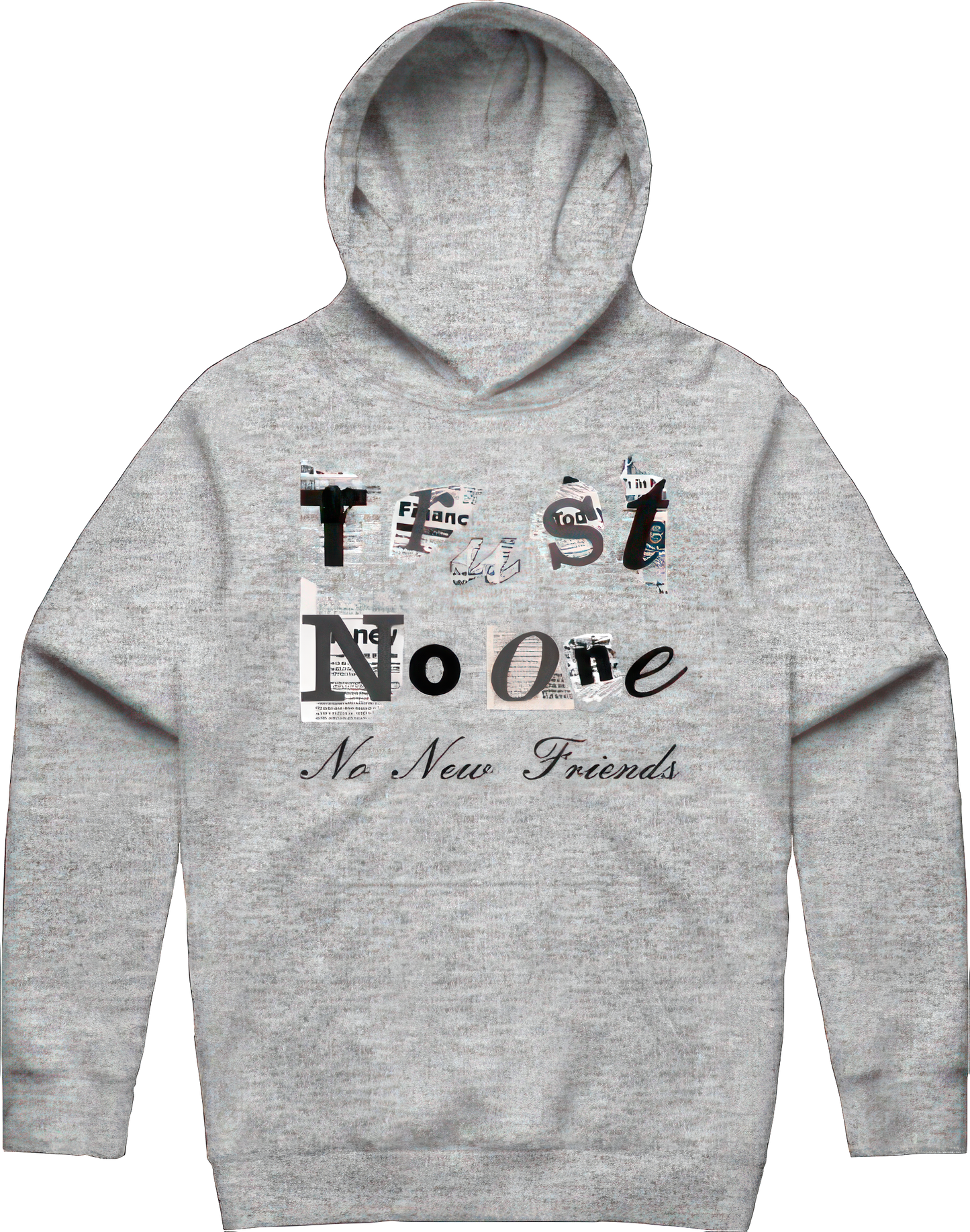 Trust No 1 Ransom Note Hoodie - Heather Gray / Gray