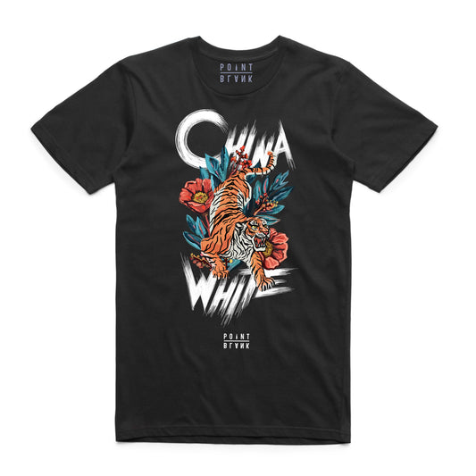 China White T-Shirt - Black