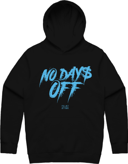 No Days Off Hoodie - Black / Baby Blue