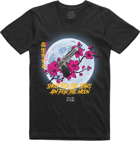 Aim For the Moon T-Shirt - Black / Gold
