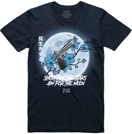 Aim For the Moon T-Shirt - Navy Blue / White