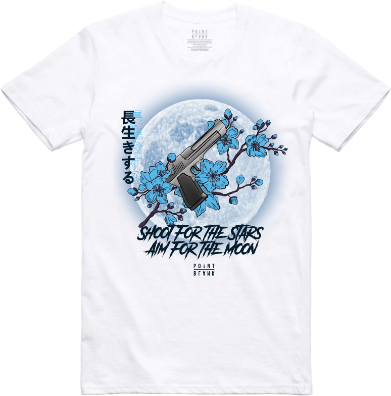 Aim For the Moon T-Shirt - White / Navy Blue