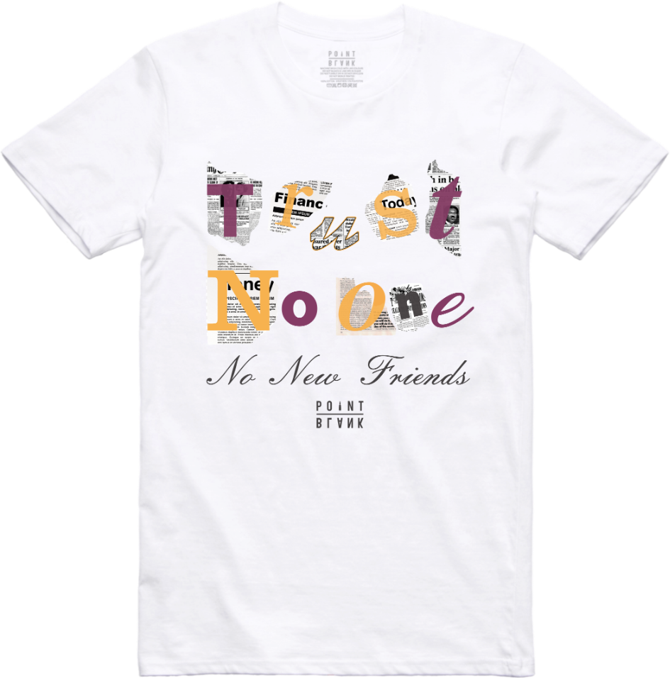 Trust No 1 Ransom Note T-Shirt - White / Purple / Yellow