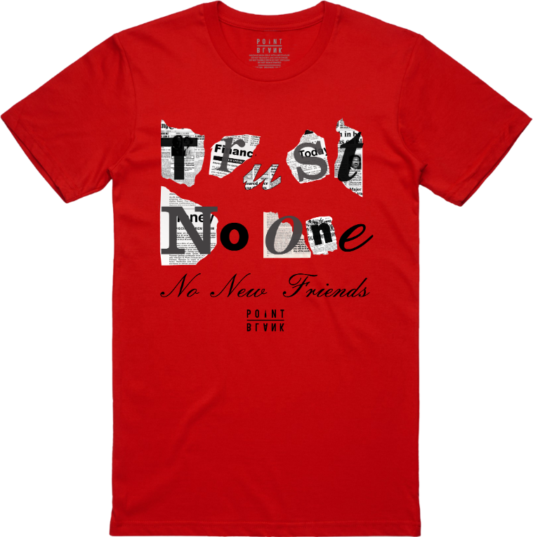 Trust No 1 Ransom Note T-Shirt - Red Gray