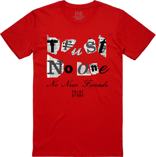 Trust No 1 Ransom Note T-Shirt - Red Gray