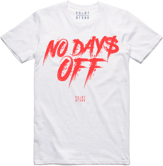 No Days Off T-Shirt - White / Crimson Orange