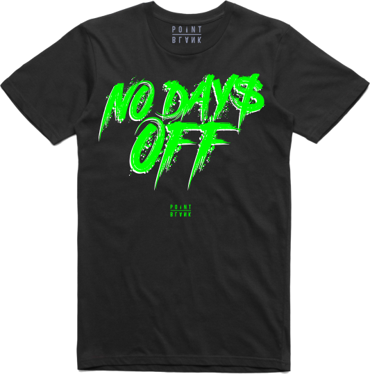 No Days Off T-Shirt - Black / Neon Green 2