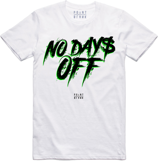 No Days Off T-Shirt - White / Black / Neon Green