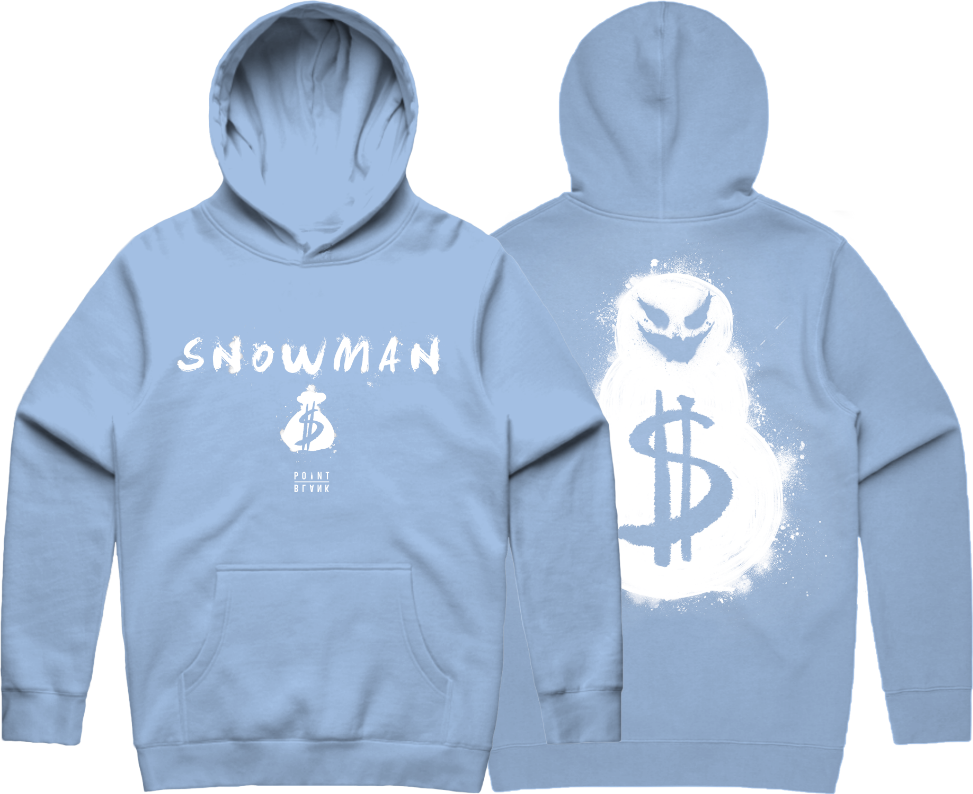 Snowman Text Hoodie - Carolina Blue