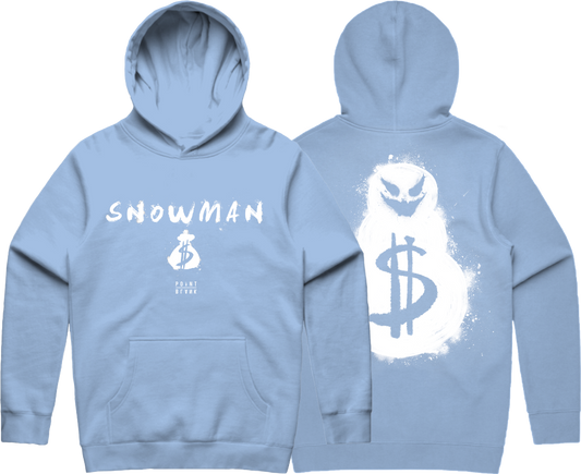 Snowman Text Hoodie - Carolina Blue