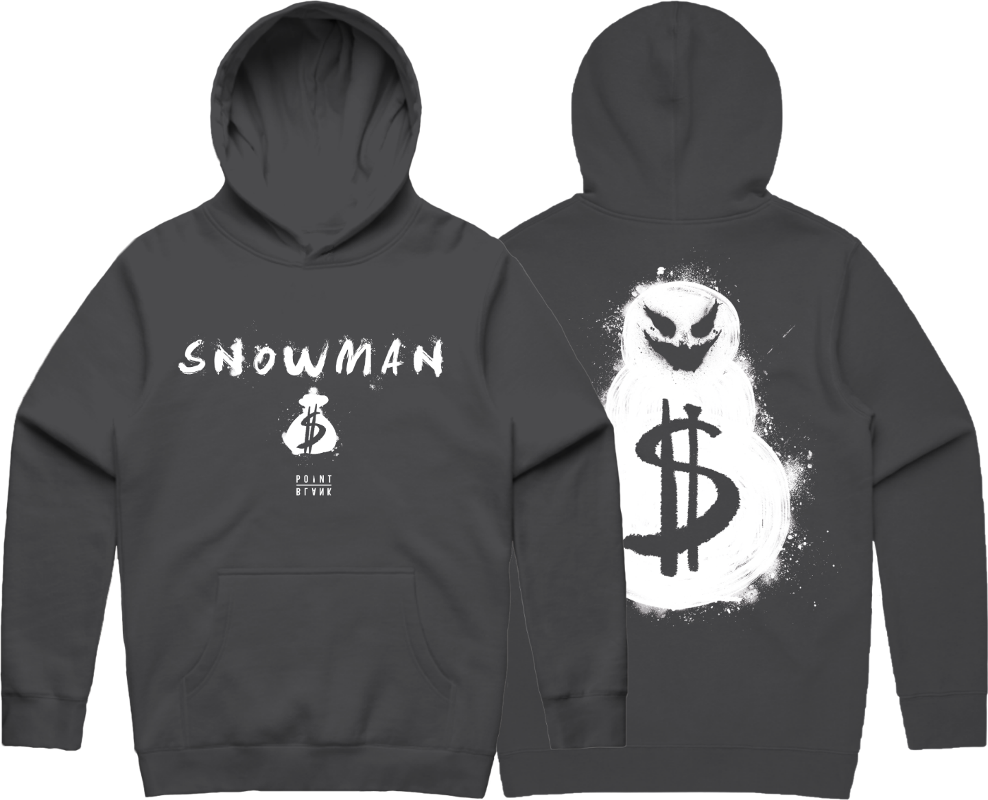 Snowman Text Hoodie - Charcoal