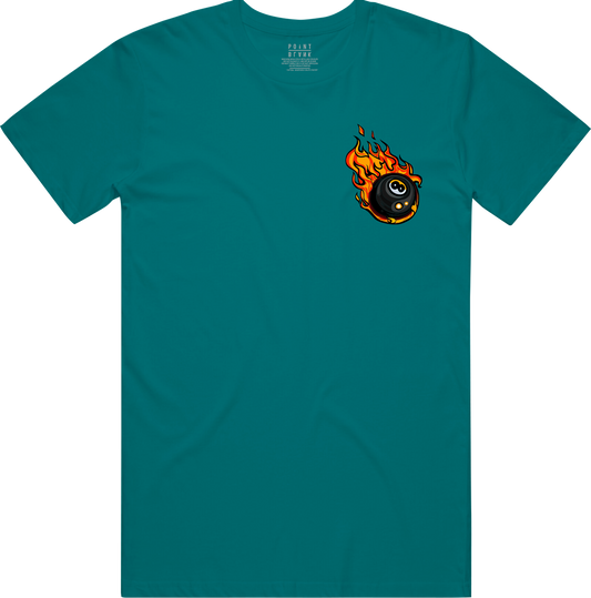 Flaming 8Ball T-Shirt - Teal