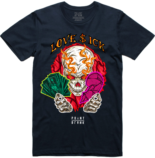Love Sick Skull T-Shirt - Navy Blue