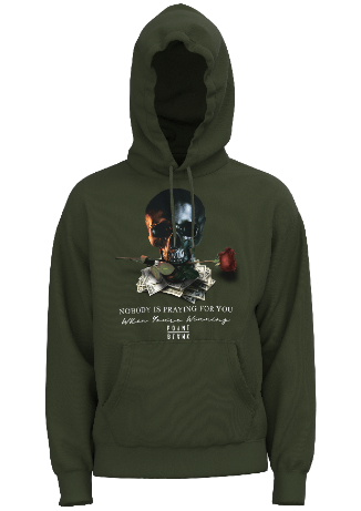 Rose Skull Hoodie - Olive