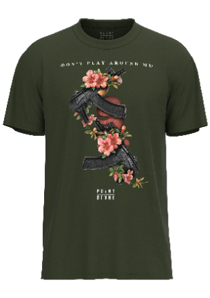 Guns and Flowers T-Shirt - Olive