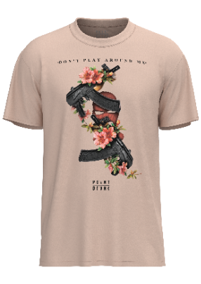 Guns and Flowers T-Shirt - Pale Pink