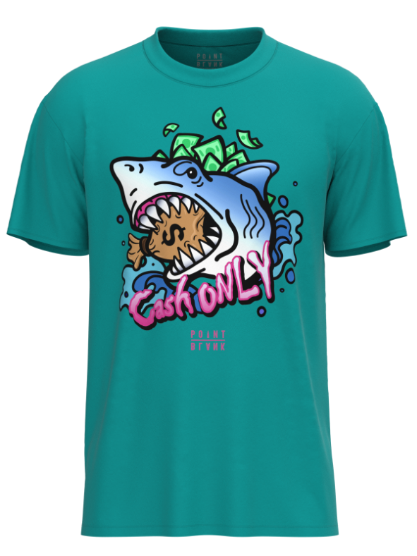 Cash Only Shark T-Shirt - Teal