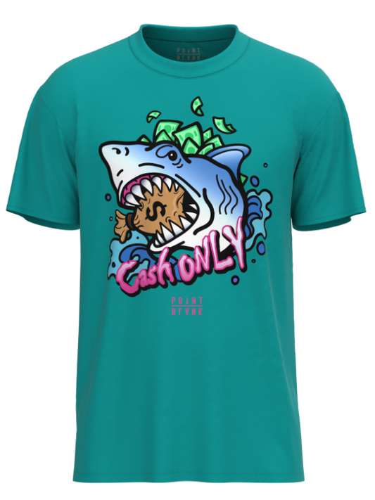 Cash Only Shark T-Shirt - Teal