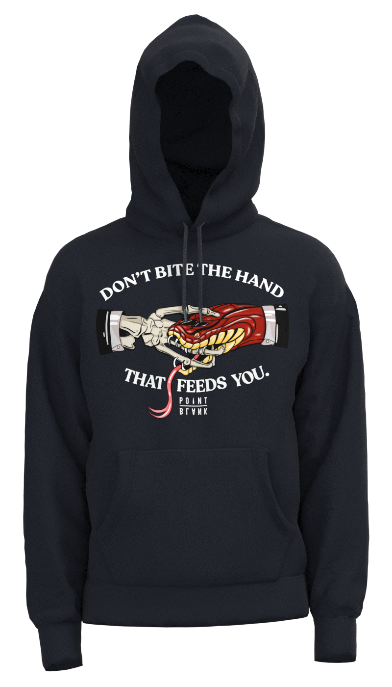 Don't Bite the Hand That Feeds You Hoodie - Navy Blue