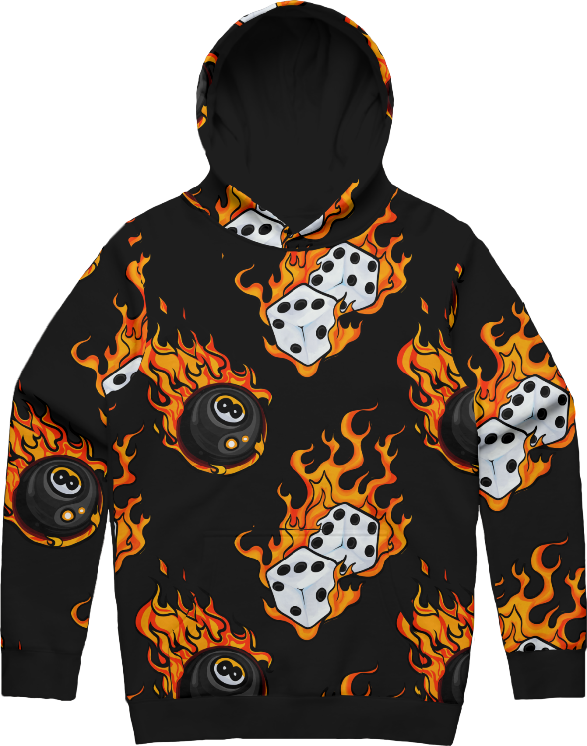 Flame All Over Hoodie (Black)