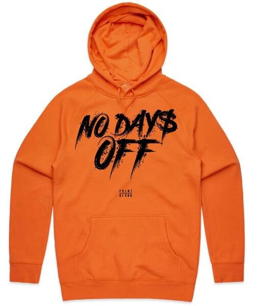 No Days Off Hoodie - Safety Orange / Black