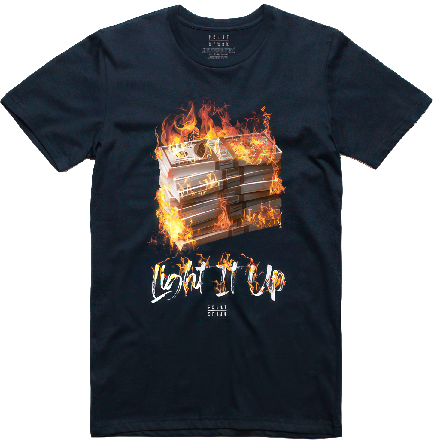 Money On Fire T-Shirt - Navy Blue