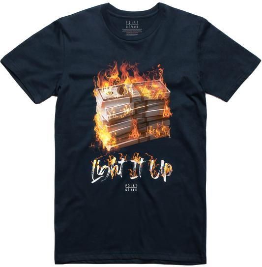 Money On Fire T-Shirt - Navy Blue