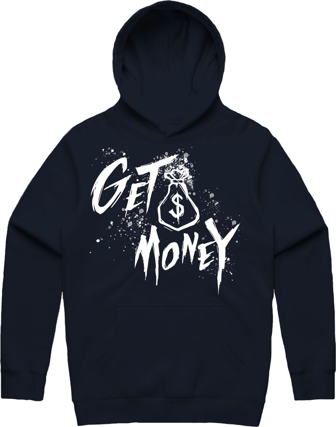 Money Text Hoodie - Navy Blue