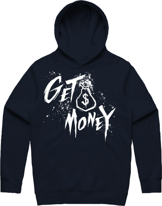 Money Text Hoodie - Navy Blue