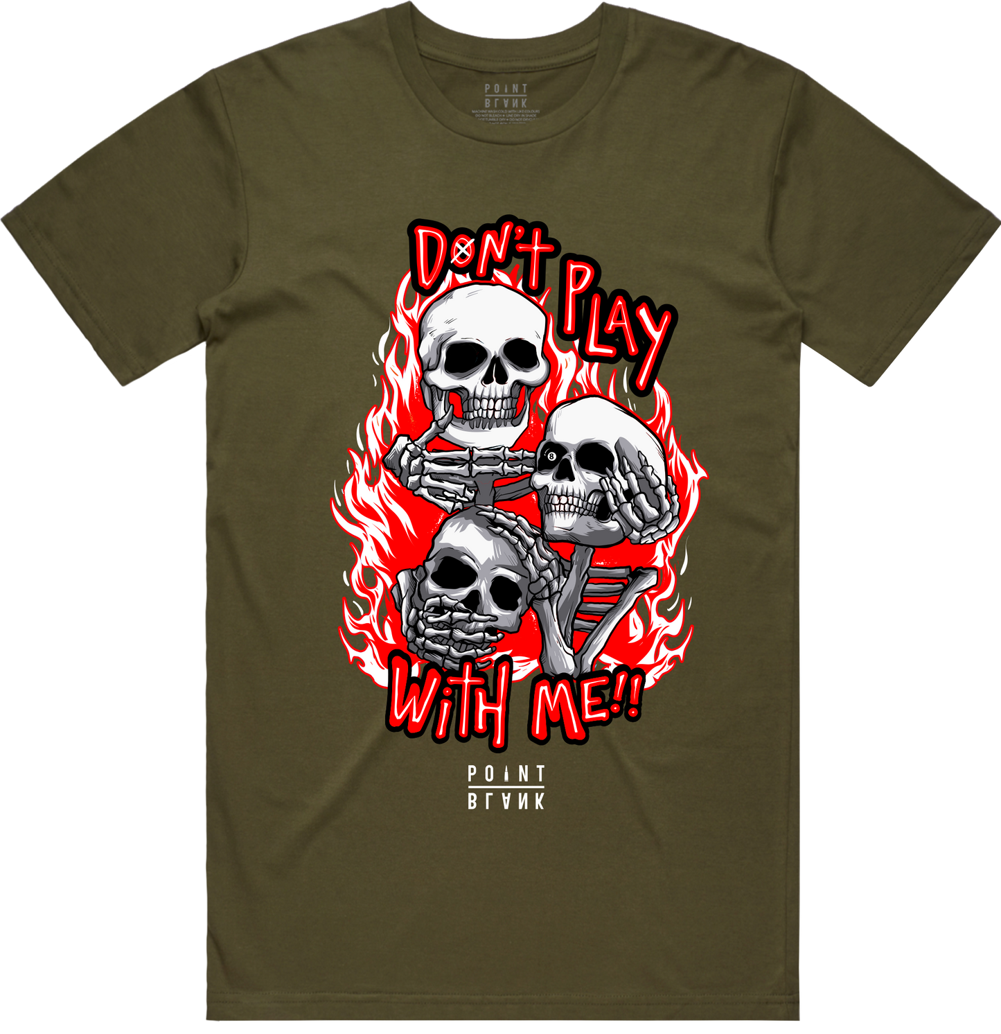 Don't Play With Me T-Shirt -Olive / Red