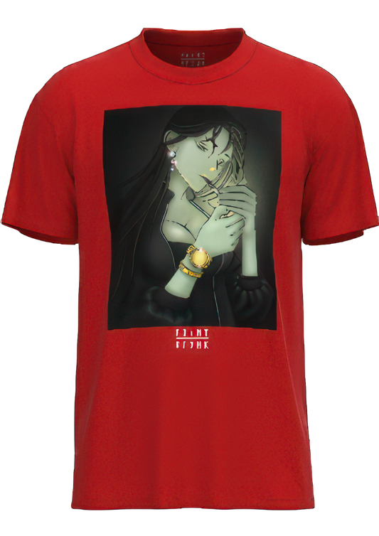 Smoking Girl T-Shirt - Red