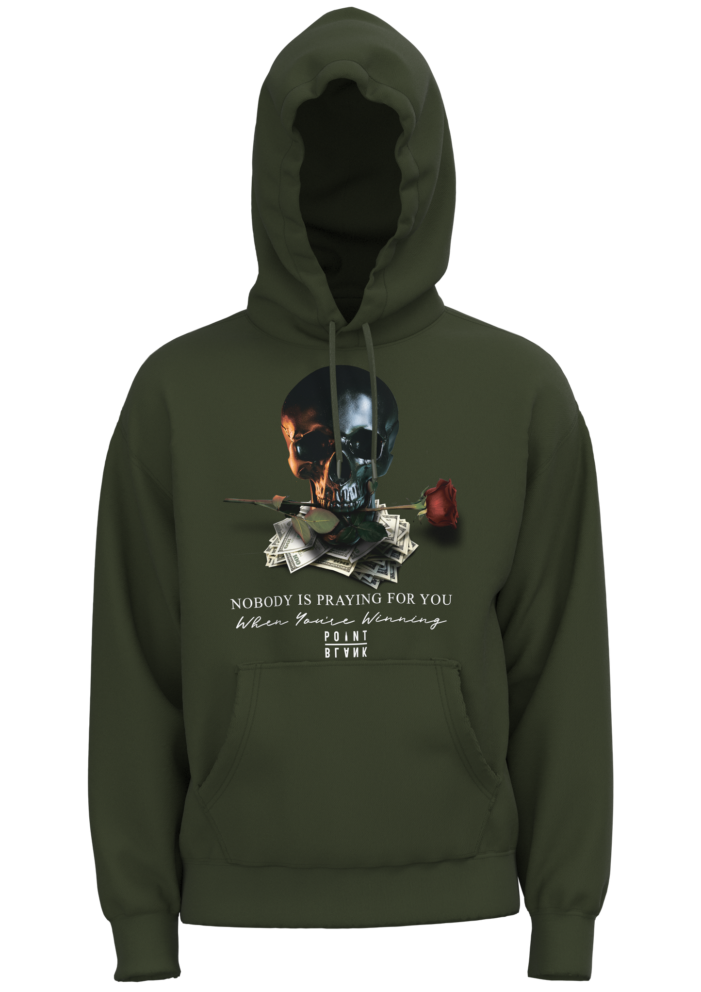 Rose Skull Hoodie - Olive