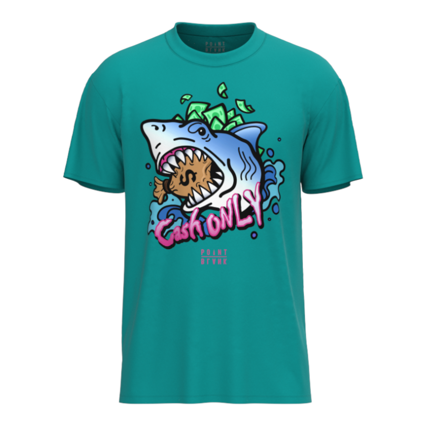 Cash Only Shark T-Shirt - Teal