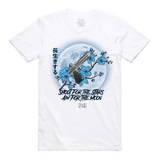 Point Blank Clothing Aim For The Moon Shirt, White/Navy Blue, Front Side