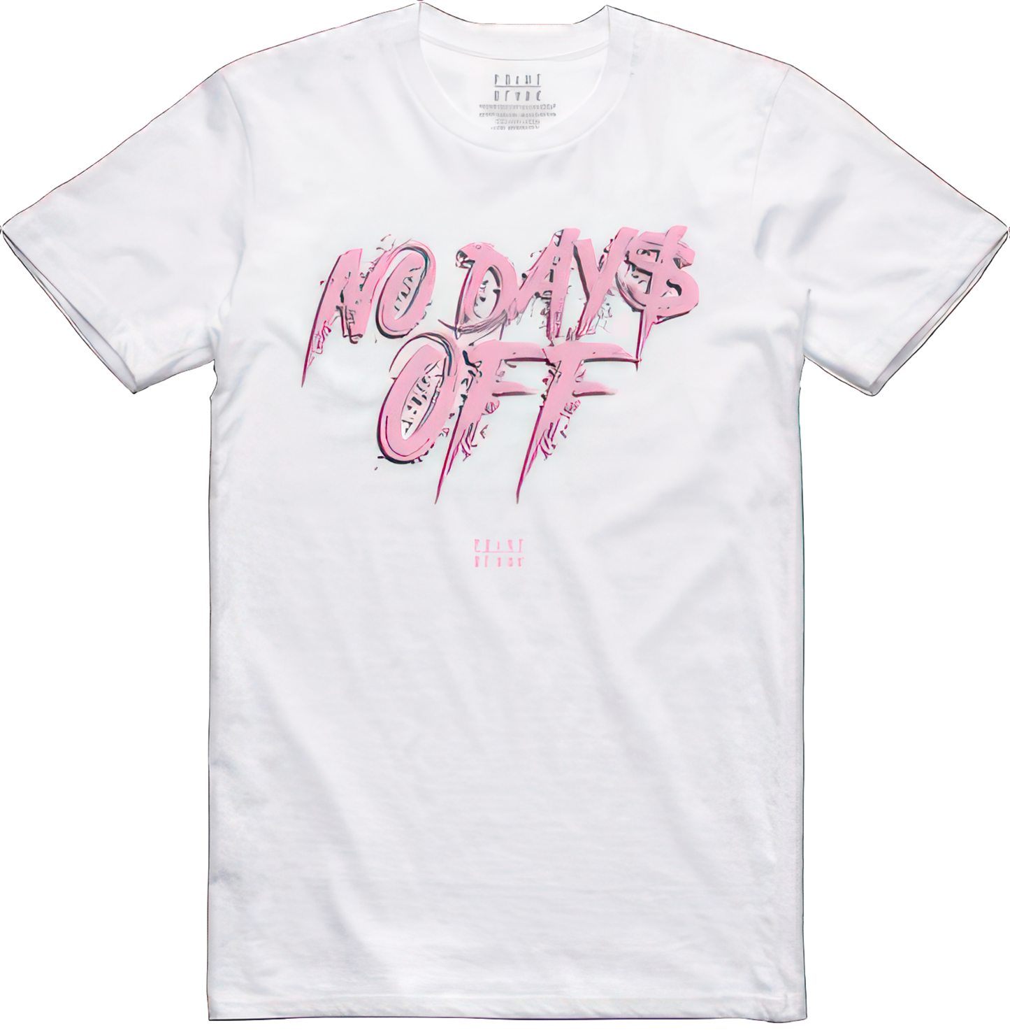 No Days Off T-Shirt - White / Pink Black