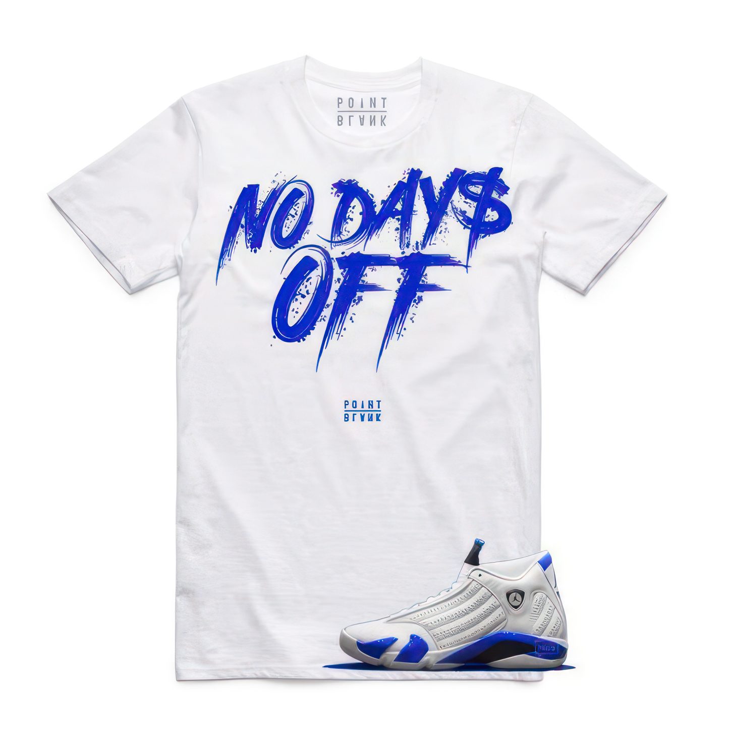 No Days Off T-Shirt - White / Royal