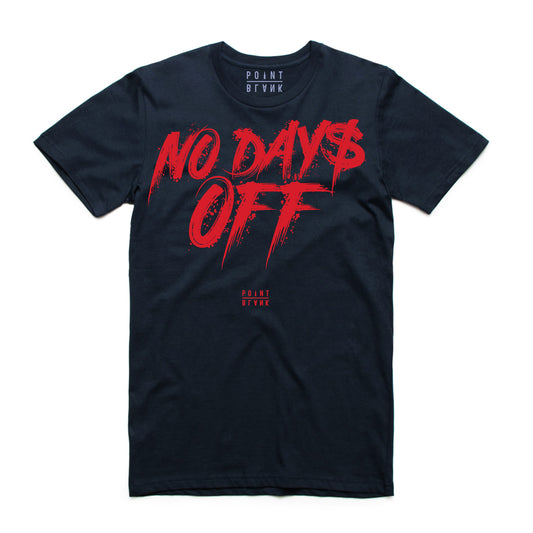 No Days Off T-Shirt - Navy Blue / Red