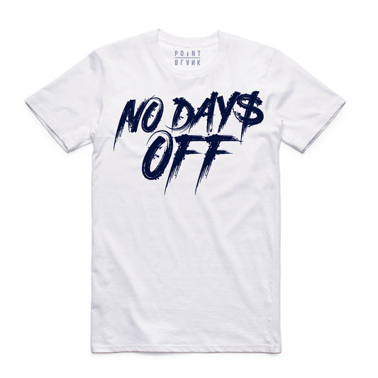 No Days Off T-Shirt - White / Navy Blue